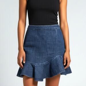 Leifsdottir Size 4 Dark Blue Denim Trumpet Mini Skirt Anthropologie